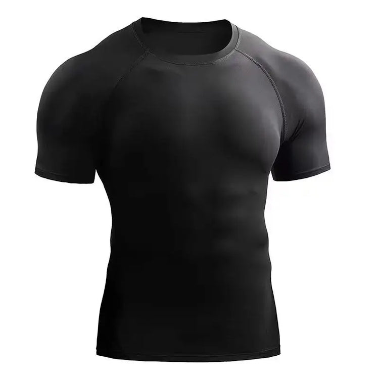 Men's Sports T-Shirt Quick-Dry Tight-Fitting Top Short-Sleeve Sports Shirt Gym Running Training Stretch Slim Fit