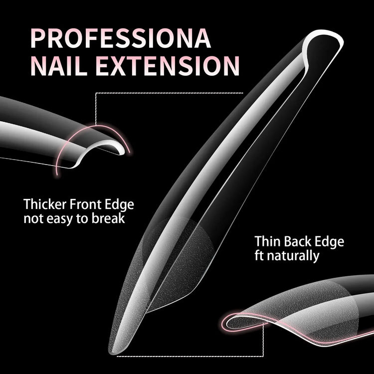 Luxury False Nail Tips Soft Gel Fingertip Semi-matte Capsules Almond French Coffin Full Cover Artificial Fake Nails Extension