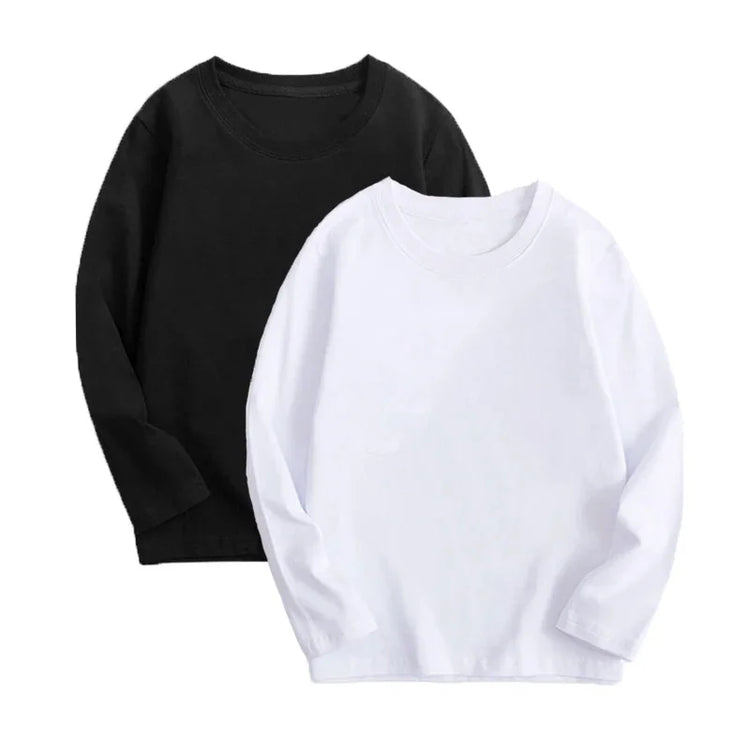 Autumn Spring Cotton Children T-shirt  Boys Girls Tees Long Sleeve White Shirt Kids Tops Baby Clothes Solid Black Blue Yellow