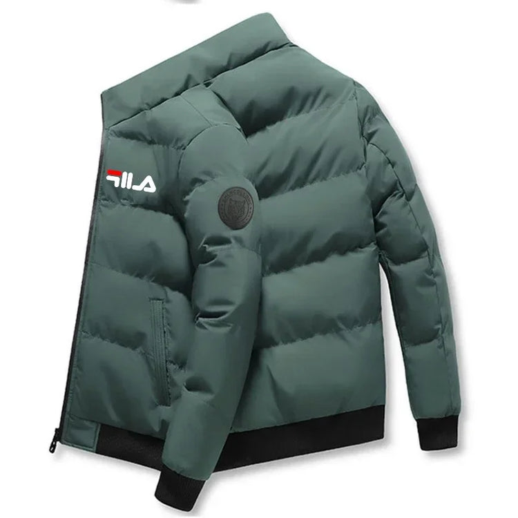 Short Thick Warm Jacket Men Fall Winter Printed Zip Windproof Outdoor Casual Outerwear M-5XL