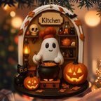 Cute Reading Ghost Halloween Ghost Ornaments 2D Flat Halloween Spooky Decorations Decorative Pendant Party Supplies