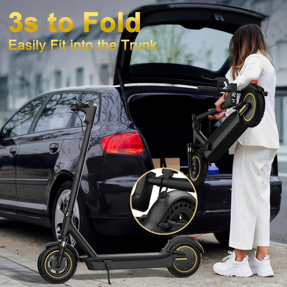2026 New 10inch Solid/Air Tire Electric Scooter 500W Motor 42V 14.5AH Battery Up to 22MPH Max Speed & 28 Miles Max Range Dual Suspension Folding IP65 Waterproof E-Scooter for Commuting