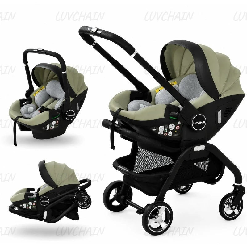 3-in-1 Baby Stroller, Baby Safety Seat, Newborn Sleeping Basket, Portable with 5 Color Choices Suitable for Ages 0-3