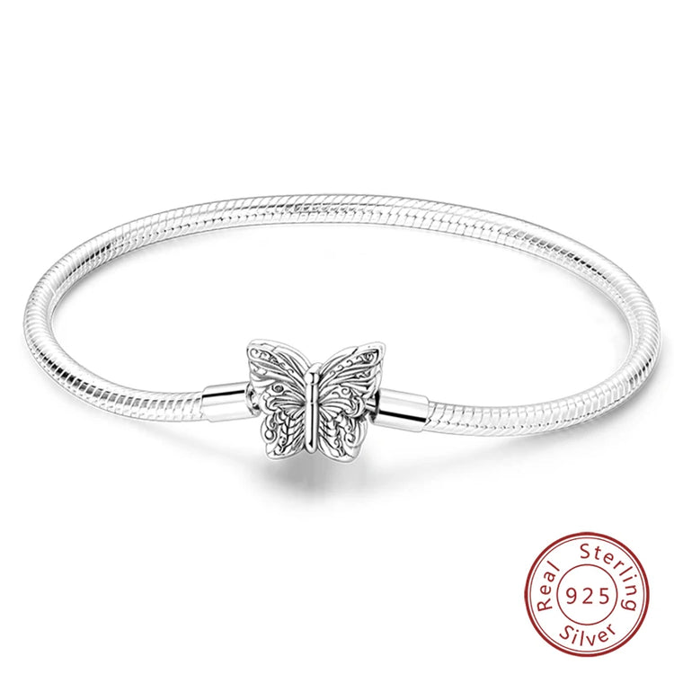 Bracelet Silver 925 Original 17-20CM Star Moon Sun Four Leaf Clover Green Zircon Bracelets Fit DIY Charms Birthday Jewelry Gifts