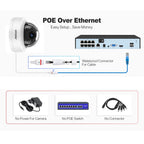 4K POE IP Camera IK10 Explosion-proof Outdoor H.265 Onvif Metal Dome CCTV Security Protection 4MP Video Surveillance
