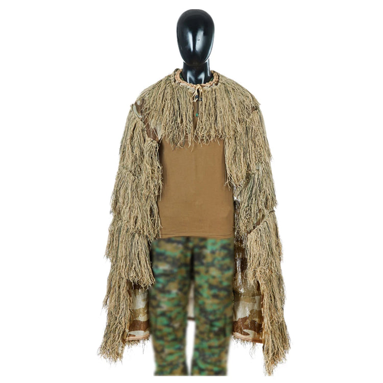 Lightweight Ghillie Poncho Tactical Sniper Ghillie Top for Airsoft Paintball Ghillie Poncho Suit Woodland