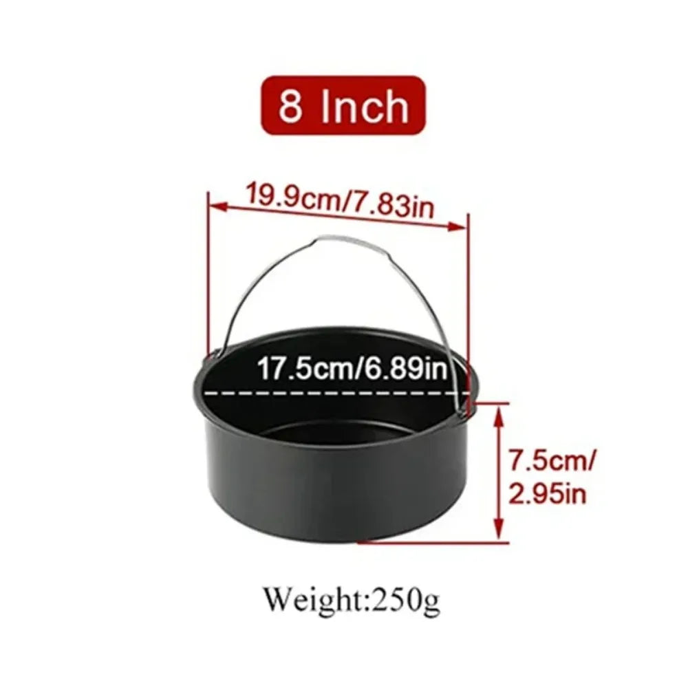 1pc Round Cake Mold 6/7/8 Inch Non Stick Baking Pan Tray Molds Air Fryer Basket With Handles Bakeware Pizza Oven Baking Pans