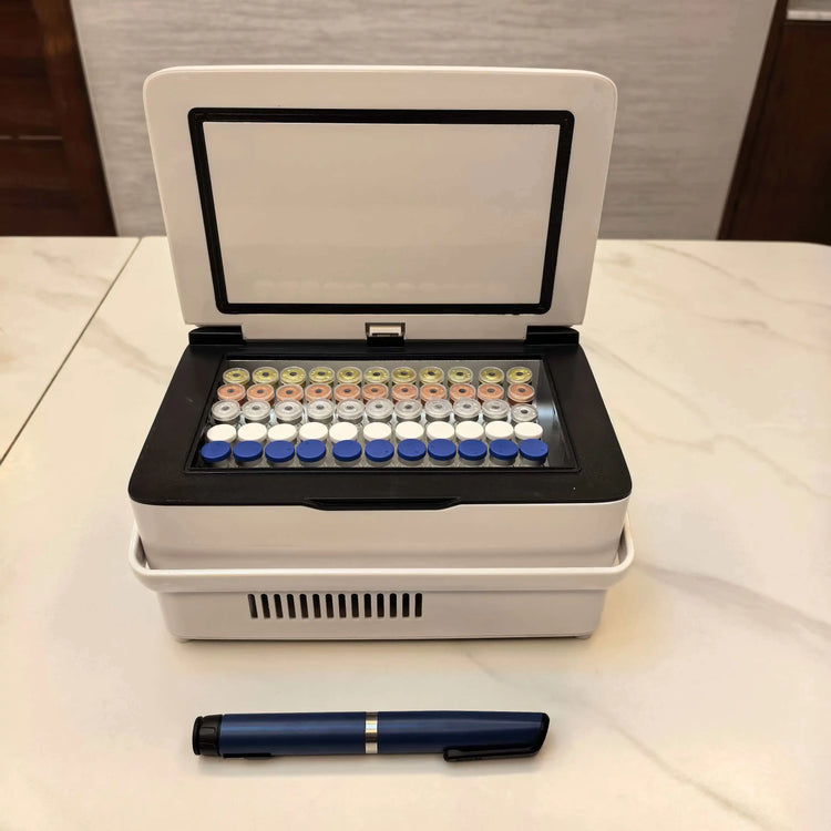 7800mAh 3ml 55 Vials Travel Cooler Peptide Fridge Mini Cosmetic Fridge 0-18 Degrees Medical Freezer Smart Peptide Refrigerators