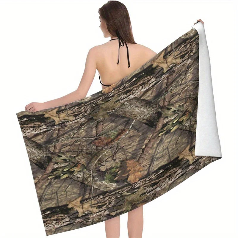 Beach Towel Camouflage Print Pattern Sunscreen And Windproof Suitable For Swimming Pool Camping Travel Blanket