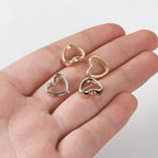 50pcs Heart Frame Wrapped Bead Double Stright Hole Spacers Loose Beads  for Jewelry Making DIY Findings