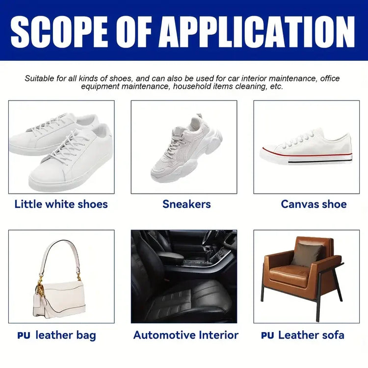 White Shoe Cleaner Paste - Multi-Purpose Whitening & Stain Remover for Faux Leather, Shoes, Bags & Car Interior