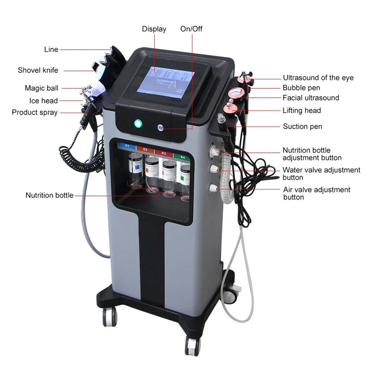 10 in 1 Hydra Dermabrasion Skin Care Master All In One Professional Water Oxygen Facial Machine Deep Cleansing Blackhead Removal