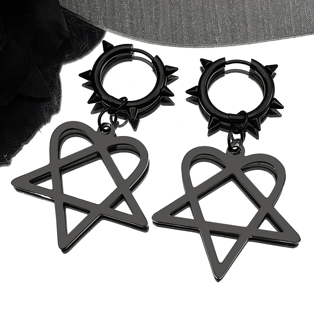 Punk Spike Rivet Hoop Earrings For Women Men Ear Studs Stainless Steel Gothic Hip Hop European and American Earring Jewelry Gift
