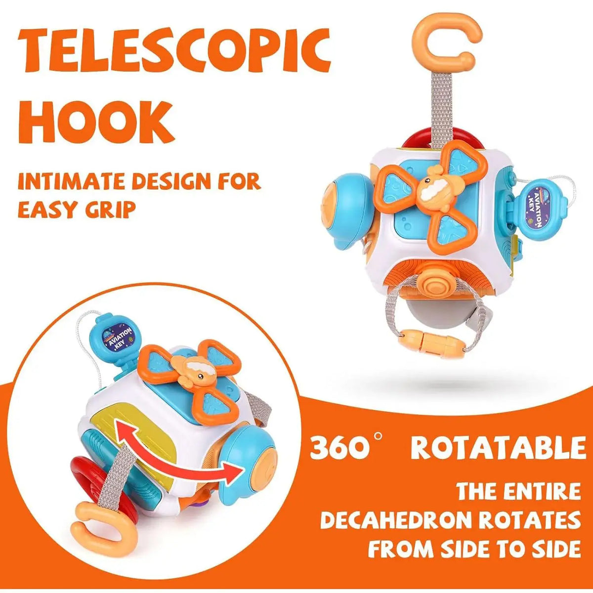 6-in-1 Baby Busy Board Montessori Fidget Sensory Cube for Toddlers & Infants, Educational Learning Toy Develop Fine Motor Skills