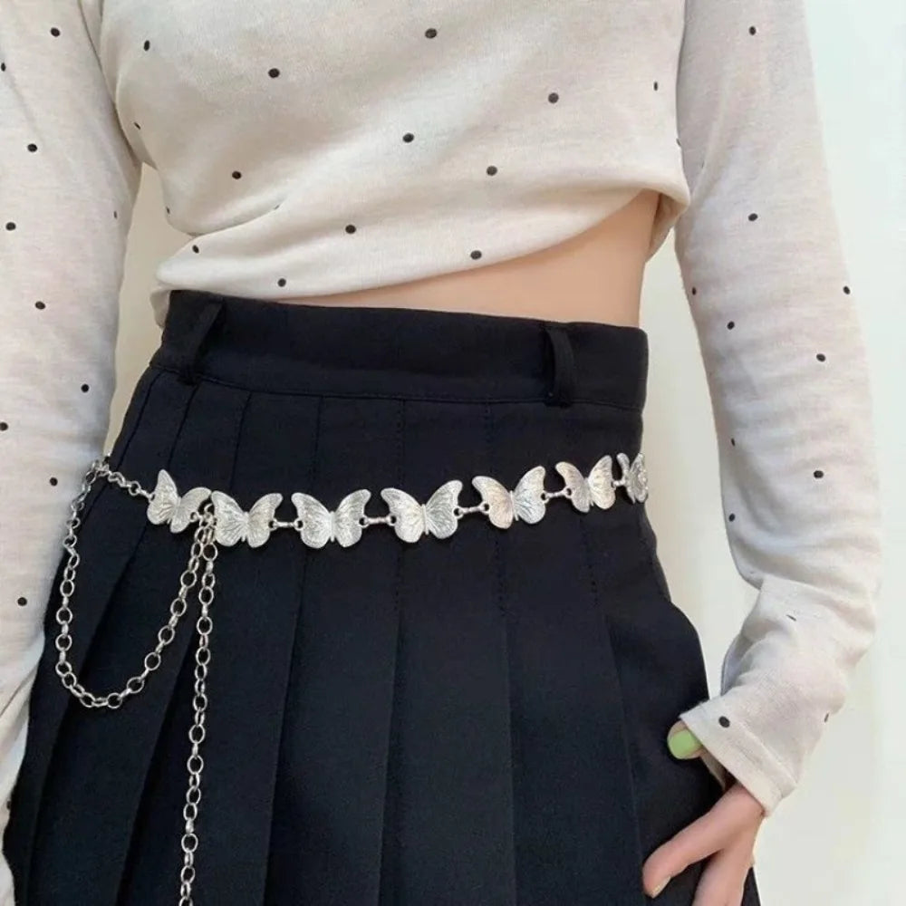 Retro Ethnic Style Waist Chain Metal Silver Bohemian Versatile Belt Dress Decoration Sweater Chain