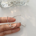 Silver Geometric Square Round Bead Bracelet For Women Personality Temperament Simple Hand Jewelry Party
