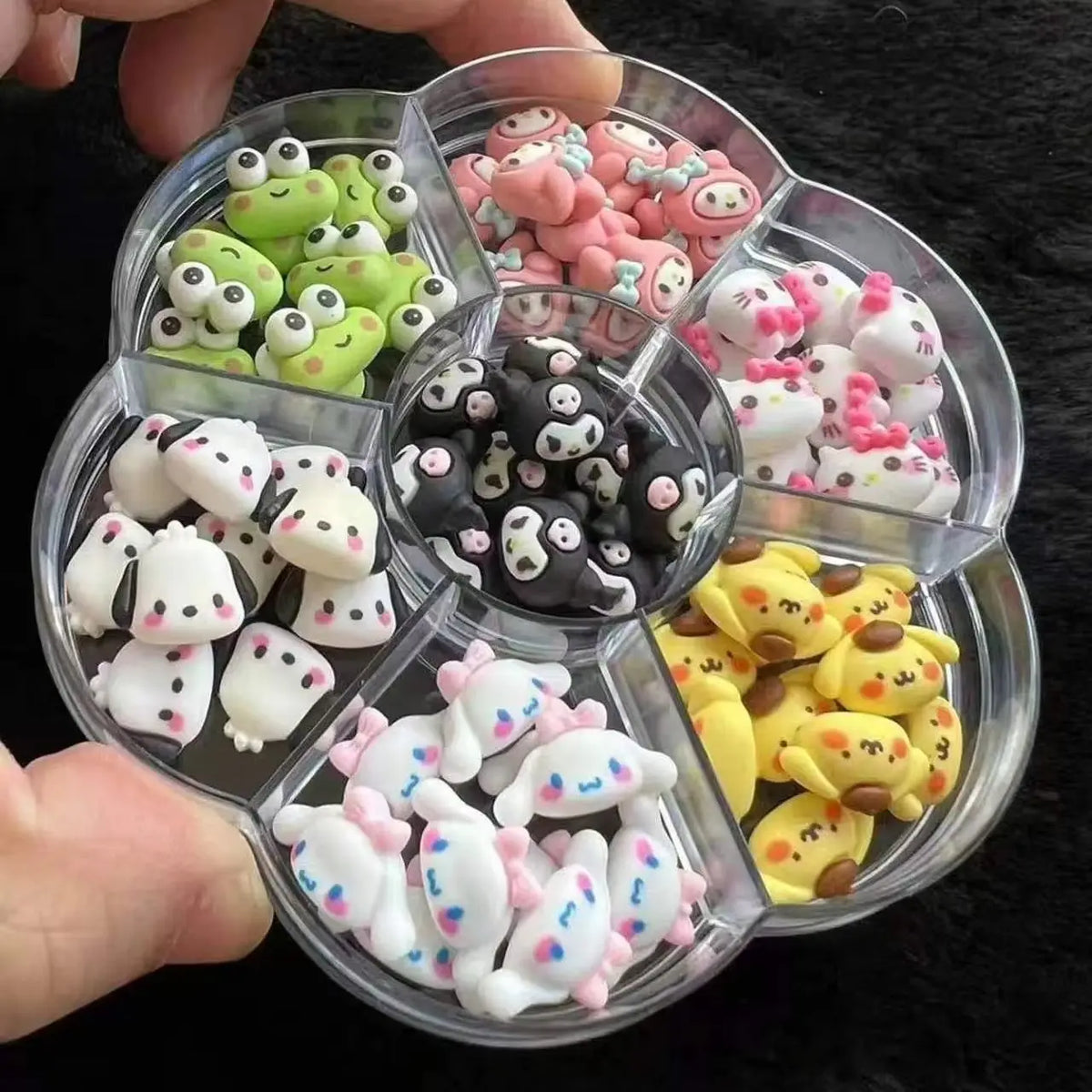 50Pcs Leopard Sanrio 3D Resin Nail Charms Mixed Kuromi My Melody Kitty Nail Parts DIY Manicure Decor Accessories