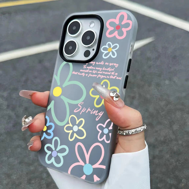 Spring Flower Pattern Phone Case For iPhone 18 17 16 Pro Max Cases iPhone 17e 16e 11 15 12 13 14 Pro Max Air X XR 7 8 Plus Cover
