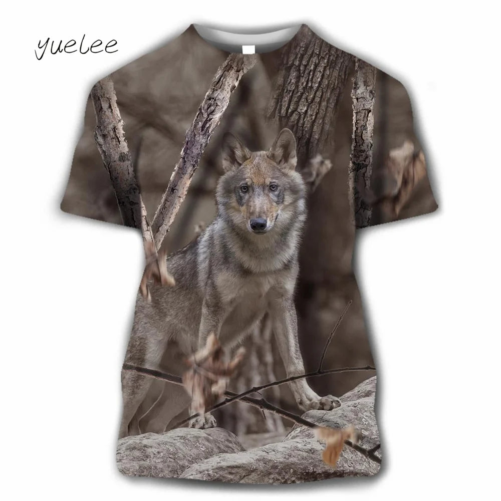 Novelty Men's T-Shirt 3D Woods Hunting Camouflage Print Short-Sleeved T-Shirt Outdoor Sports Tops Summer Men's Casual T-Shirt