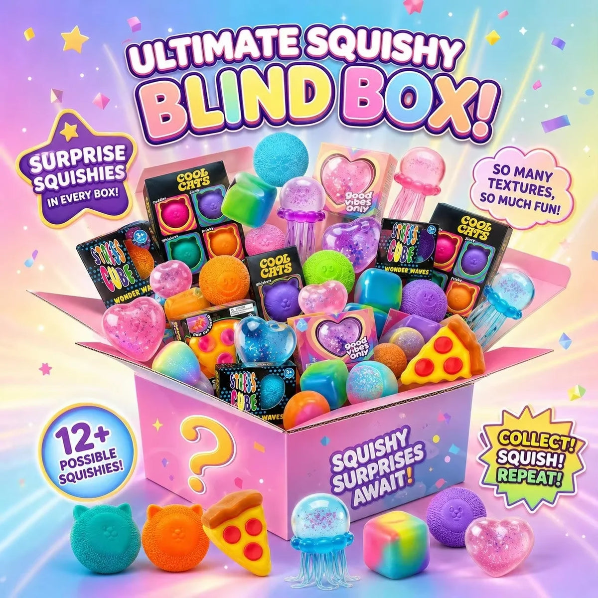 100+ Pieces Assorted Squishy Figures Blind Box Surprise Toys Slow Rising Soft Fidget Toys Featuring Giant Gorilla Moai Head gift