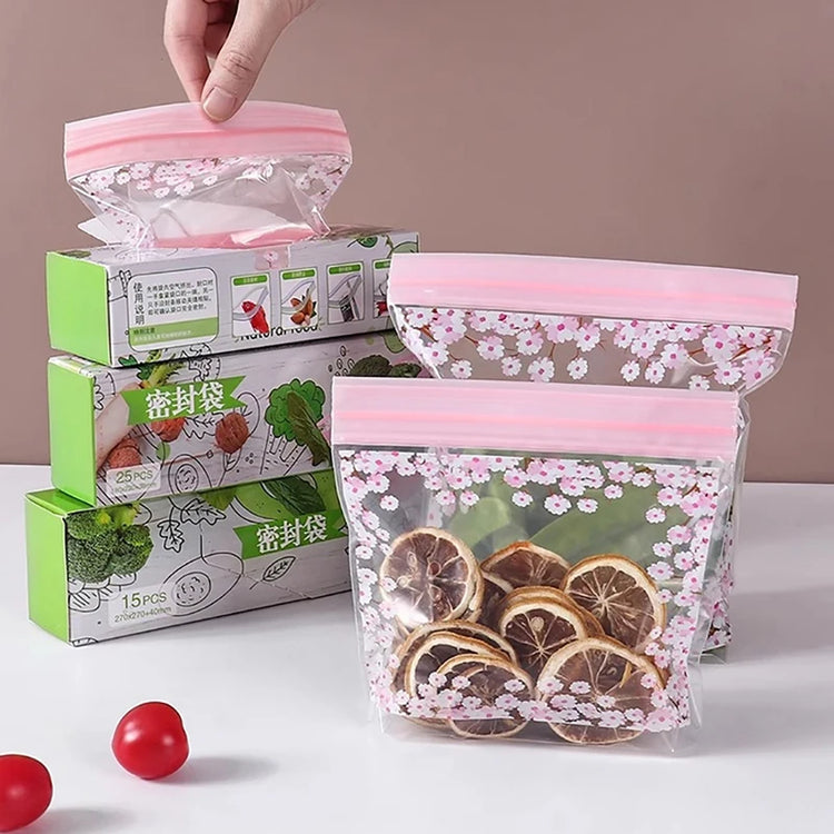 15/25/30 Pcs Reusable Storage Bags Refrigerators Sealed Cling Bag Freezer Bags,  Leakproof Plastic for Sandwich Snack Lunch Food