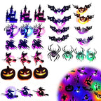 Halloween LED Wall Sticker Light Set Glowing Bat Ghost Silhouette Decals Flickering Creepy Party Decoration ﻿
