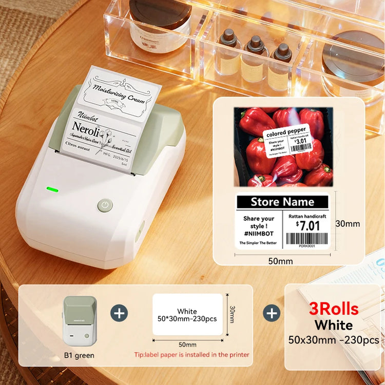 NIIMBOT B1 Portable Thermal Printer With Tapes 2 Inch Adhesive Label Printer Mini Bluetooth Sticker Maker Support Smartphones PC