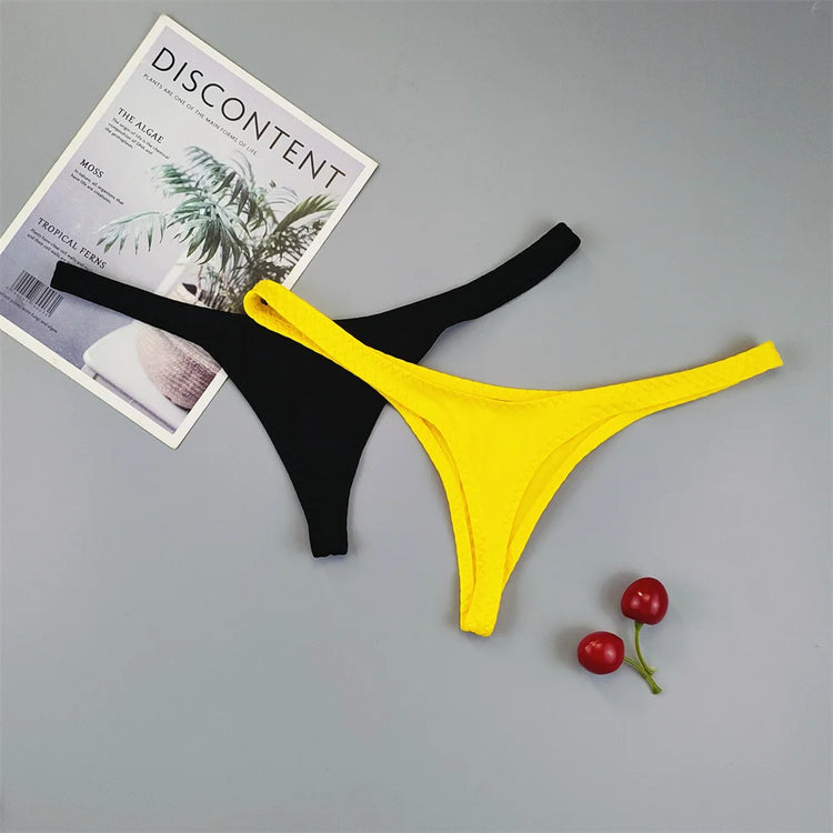 2Pcs Sexy Mini Micro Thongs Low Waist Seamless Female Underpants Comfortable Solid Bikini Underwear Women G String
