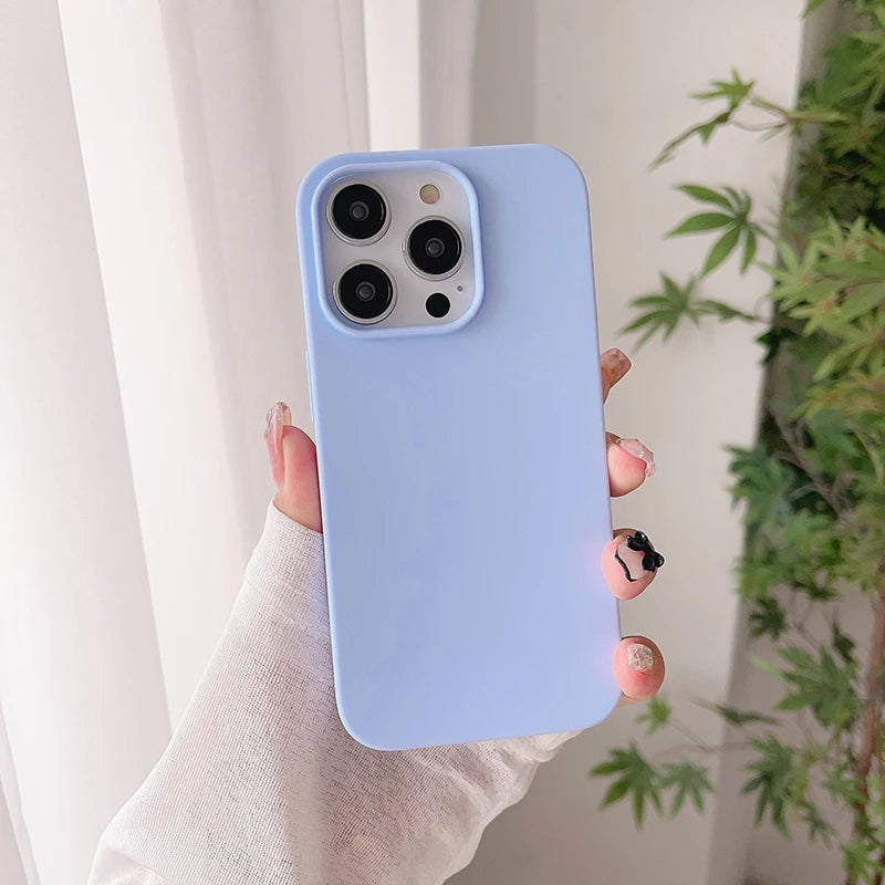 Luxury Candy Color Silicone Soft Case For iPhone 16 15 14 13 12 Pro Max Plus Mini 16+ Matte Ultra Thin Cover Frosted Shell Slim