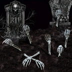 1/6pcs Skeleton Bone Garden Ground Stakes Skull Head & Hand for Halloween Home Yard Ground Insert Holiday Party Decor Ghost Hand