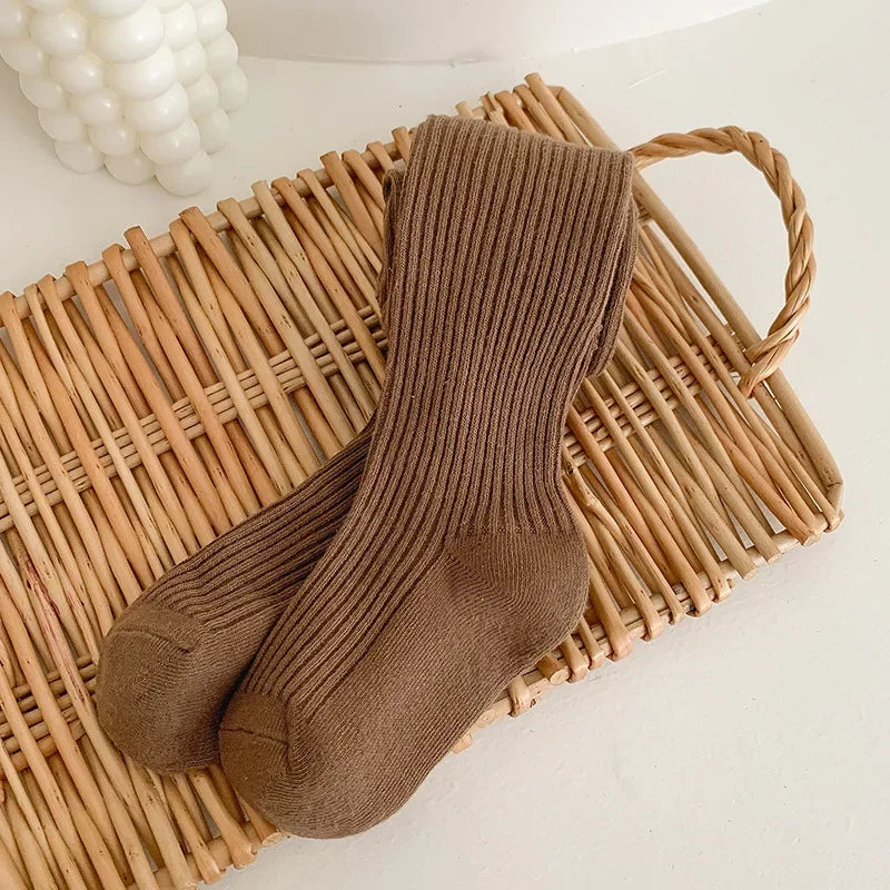 Cotton Warm Pantyhose Baby Kids Autumn Winter Tights Toddler Girls Boys Ribbed Stockings  Solid Candy Color Tights 0-9Years