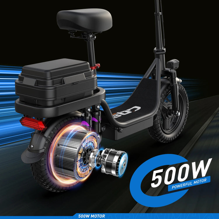 UPlee GQ8 Electric Bike For Adults 500W Scooter EBike With 14" Tire 48V 15AH LED