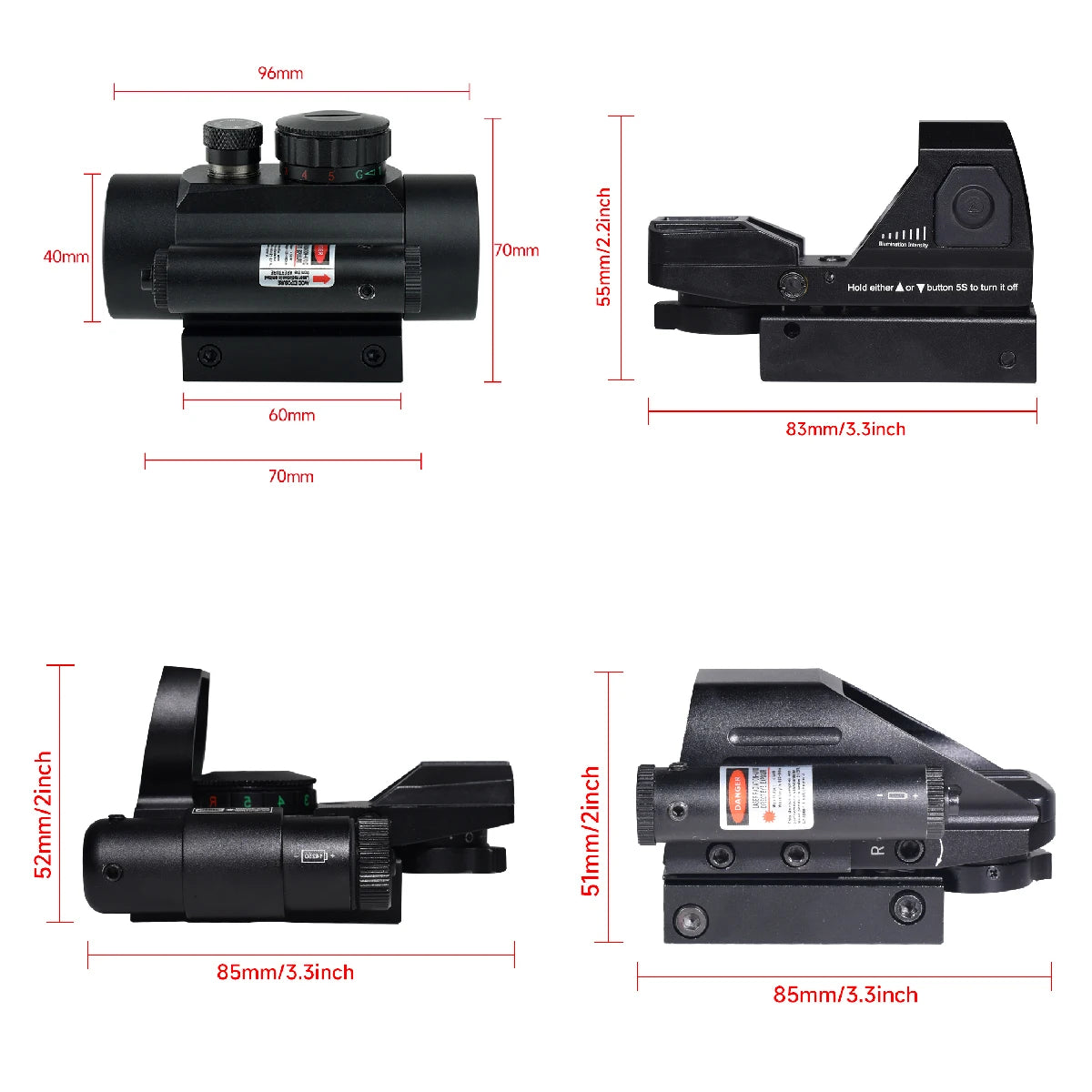 Hot Sales Series HD101AJ HD103 1X40 Red Dot Sight Hunting Optics Sight Holographic Airsoft Sight 4 Reticle Reflex Collimator