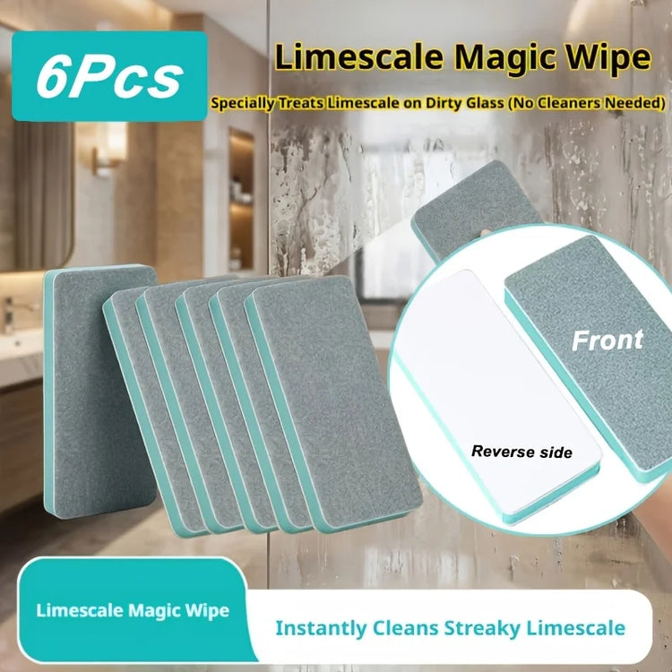 6 PCS Glass Scale Magic Cleaning Brush, Powerful Water Scale Water Stain Remover, Multifunctional Window Glass Cleaning Tool