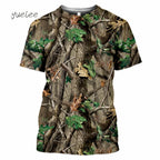 Novelty Men's T-Shirt 3D Woods Hunting Camouflage Print Short-Sleeved T-Shirt Outdoor Sports Tops Summer Men's Casual T-Shirt