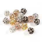 50pcs 6mm AB Color Metal Crystal Beads Rhinestone Ball Shape Loose Beads for Jewelry Making DIY Gift Bracelet Accessories
