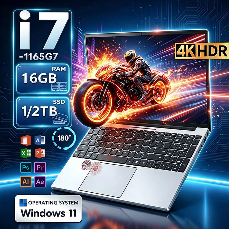 Intel Core I7-1165G7 Laptop Windows 11 15.6"Computer 16GB RAM 1TB 2TB SSD Gaming Laptops Fingerprint Unlock 4KHD Screen Notebook