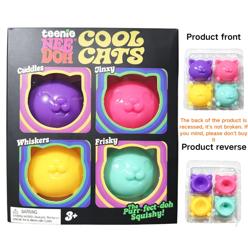 Mini 4 Pack Set Needoh Nice Ice Cube Slow Rebound Squishy Toys Sensory Toy Anti-Stress Party Favors Gifts Safe For Kids Adults