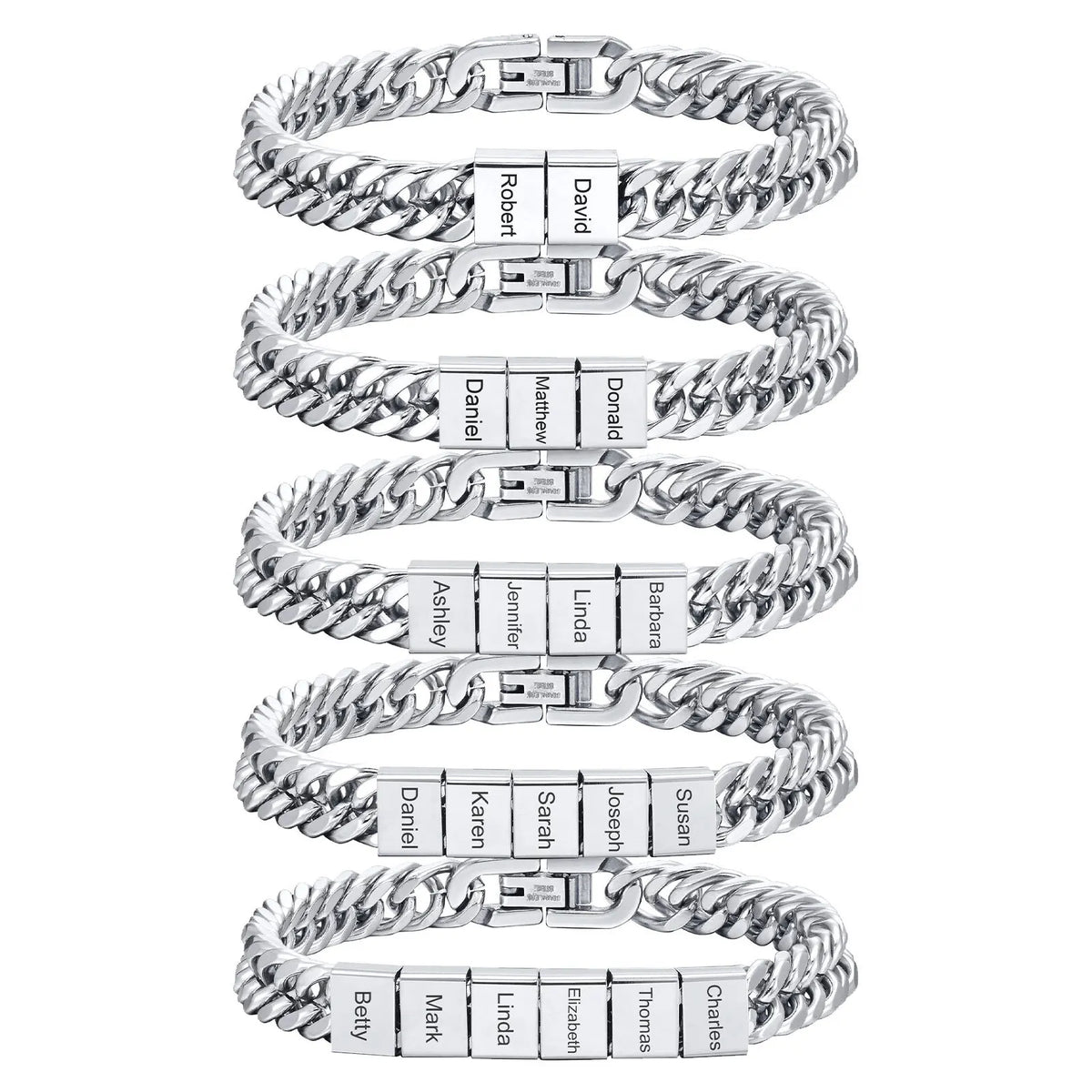 MailLun Custom Family Names Men Cuban Chain Bracelet Personalized Names Men Bracelet Jewelry Gift Father's Day Gift