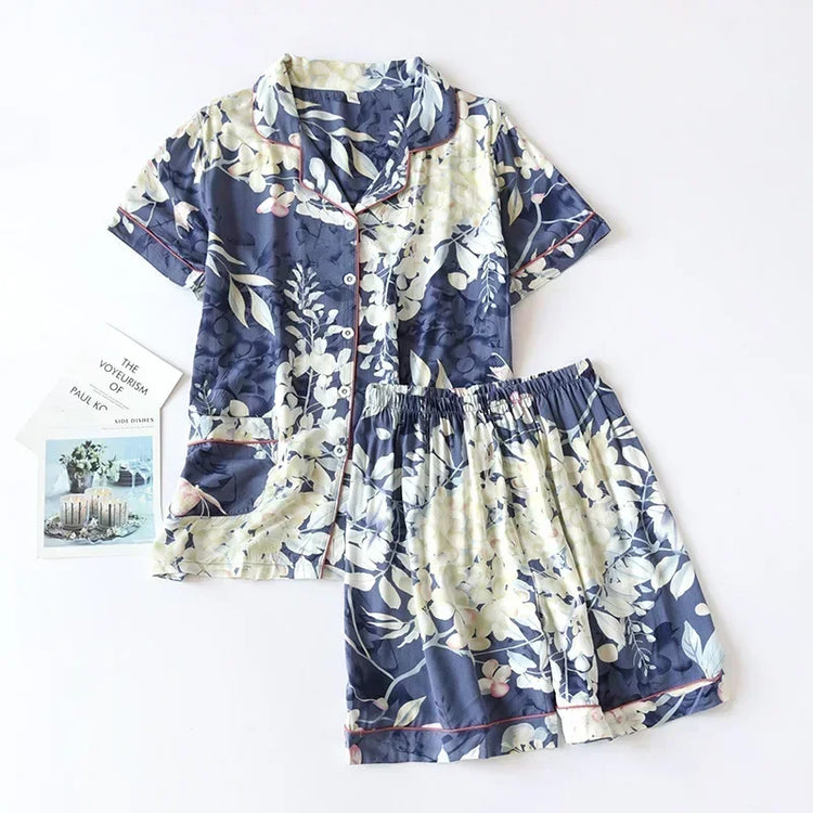 Spring / Summer New 100% Viscose Long-sleeved Trousers Ladies Pajamas Suit 3XL Plus Size Long Sleepwear Women's Home Nightwear