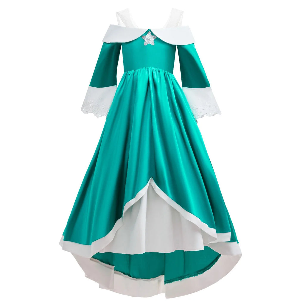 Rosalina Princess Fancy Dress The Galaxy Movie Kids Girls Role play Silk trailing Long Dress Costume Halloween Party Outfits