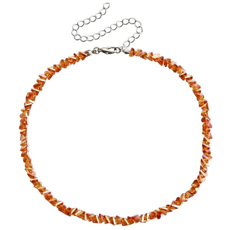 Transparent Crystal Irregular Beaded Choker Necklace for Women Korean Collarbone Clavicle Chain on the Neck Collar Jewelry
