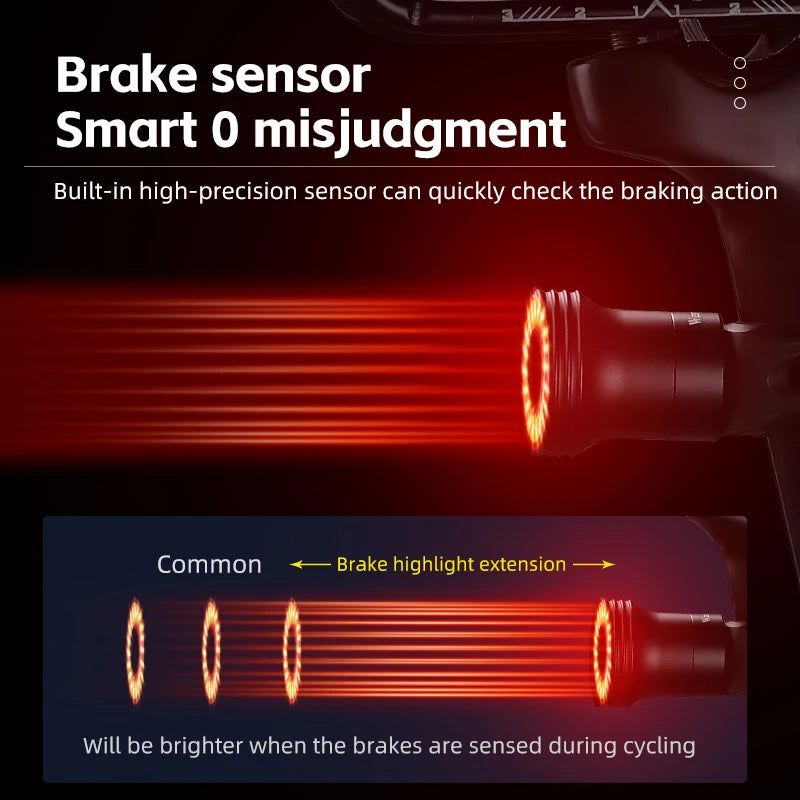 WEST BIKING Smart Bike Brake Tail Light High Brightness 5 Lighting Modes Bicycle Rear Light Long Endurance IPX6 Bike Tail Light