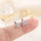 Korean 925 Silver Needle Tragus Piercing Helix Studs Earrings for Women 2Pcs Butterfly Heart Trendy Ear Piercing Body Jewelry