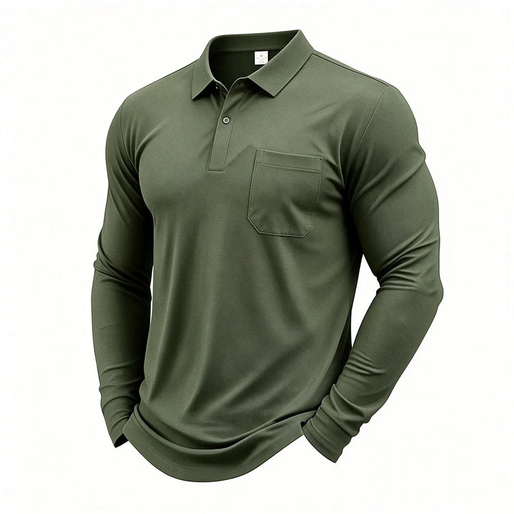 Men Quick Dry Long Sleeve Golf Polo Shirt Breathable Sports T‑Shirt Casual Work Pullover Lapel Tops Lightweight Business Outdoor