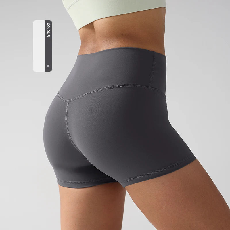Solid Color High-Waisted Yoga Shorts for Women Quick Dry Breathable Fitness Sport Running Cycling Leggings