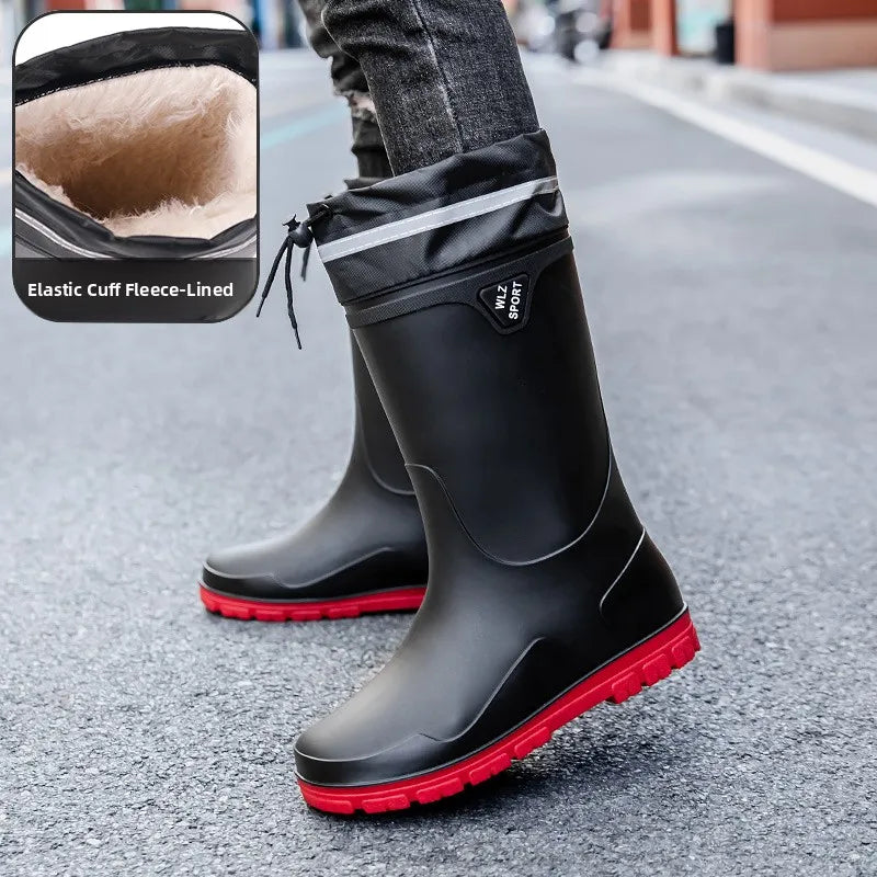 German Style Waterproof Rain Boots Men's Anti-Slip High Tube Long Camping Fishing Snake Bite Proof Thickened Rubber Shoes