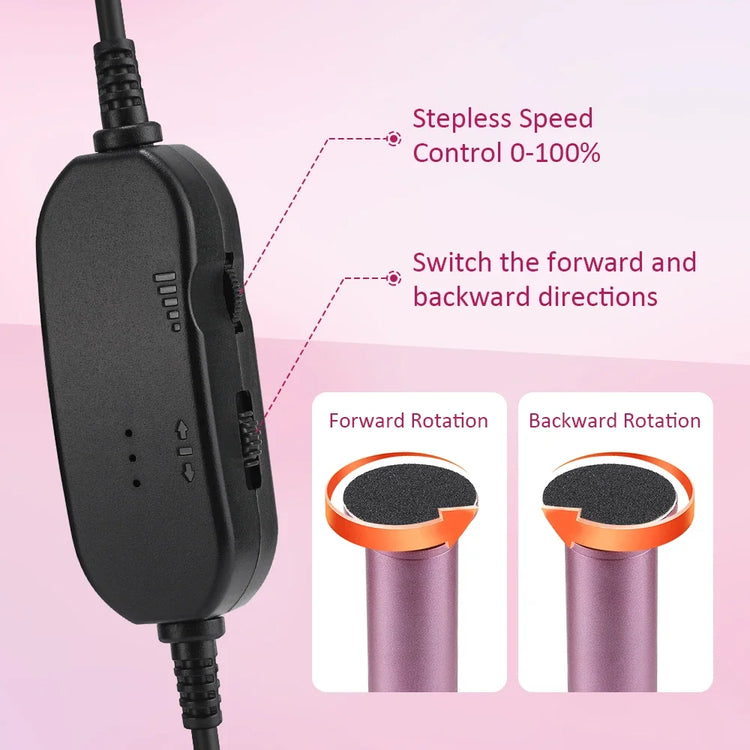 Electric Foot File, USB Powered Callus Remover Adjustable Speed 360 Degree Rotation 20 Sandpaper Discs for Dead Skin Heel Care