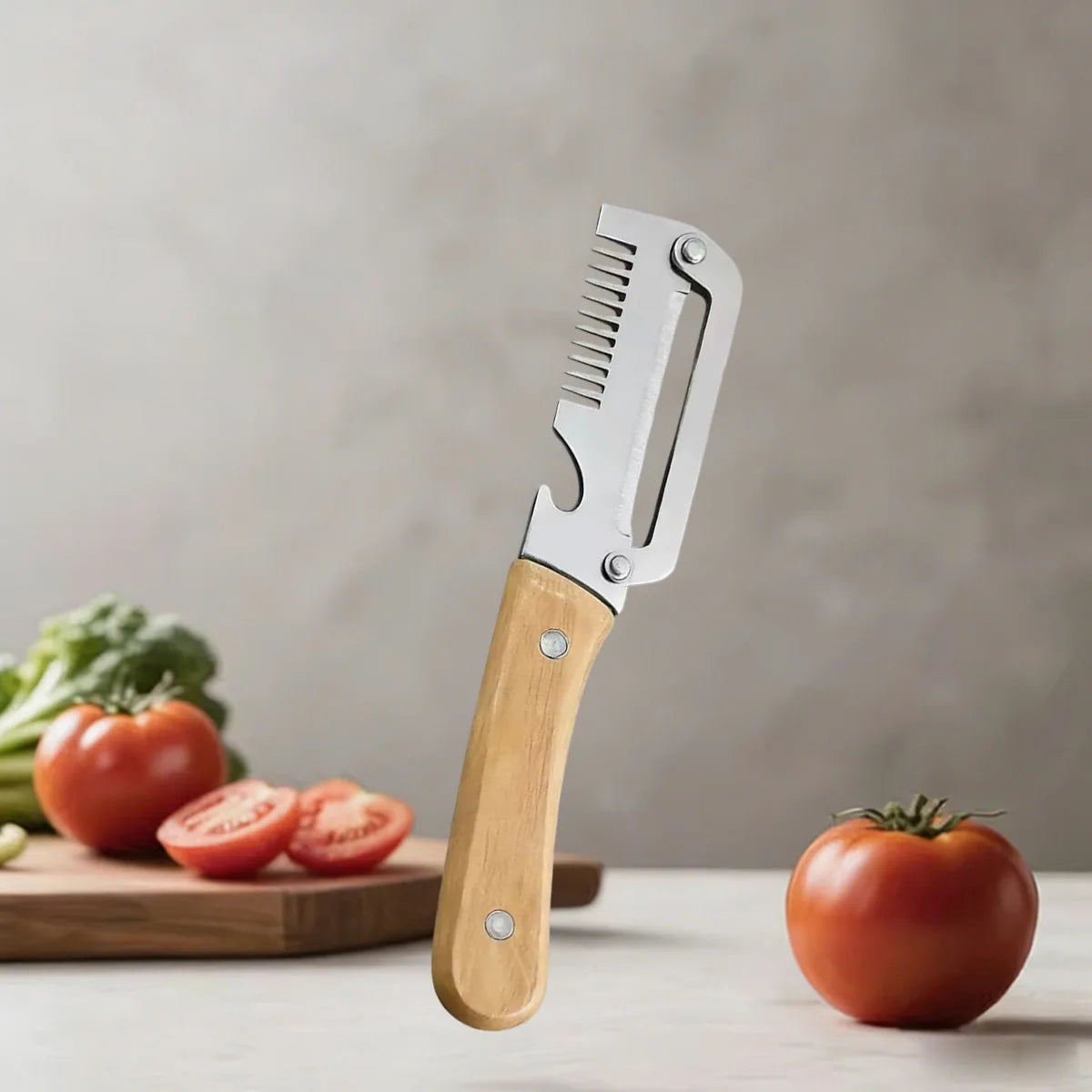 Kitchen Peeler with Wooden Handle for Peeling and Slicing Fruits and Vegetables Stainless Steel Vegetable Peeler Kitchen Tool