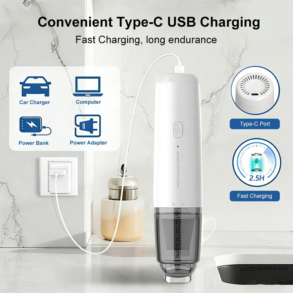 13000PA Wireless Car Vacuum Cleaner USB Rechargeable Powerful Suction Cleaning Machine Handheld Portable Car&Home Vacuum Cleaner